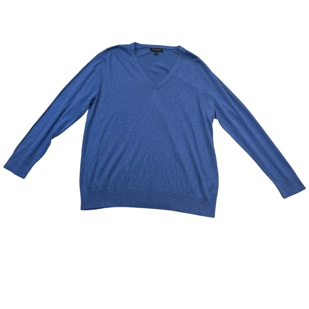 Banana Republic Sweater Lot Mens XL Red Merino Wool Blue Silk Cotton Pullover‎